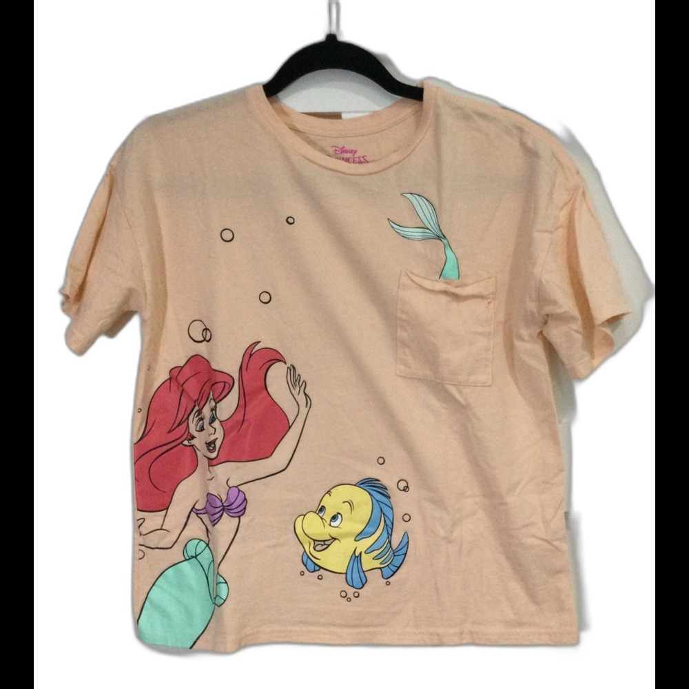 Disney Princess T-Shirt Girls Size XL Peach Little Mermaid Ariel & Flounder